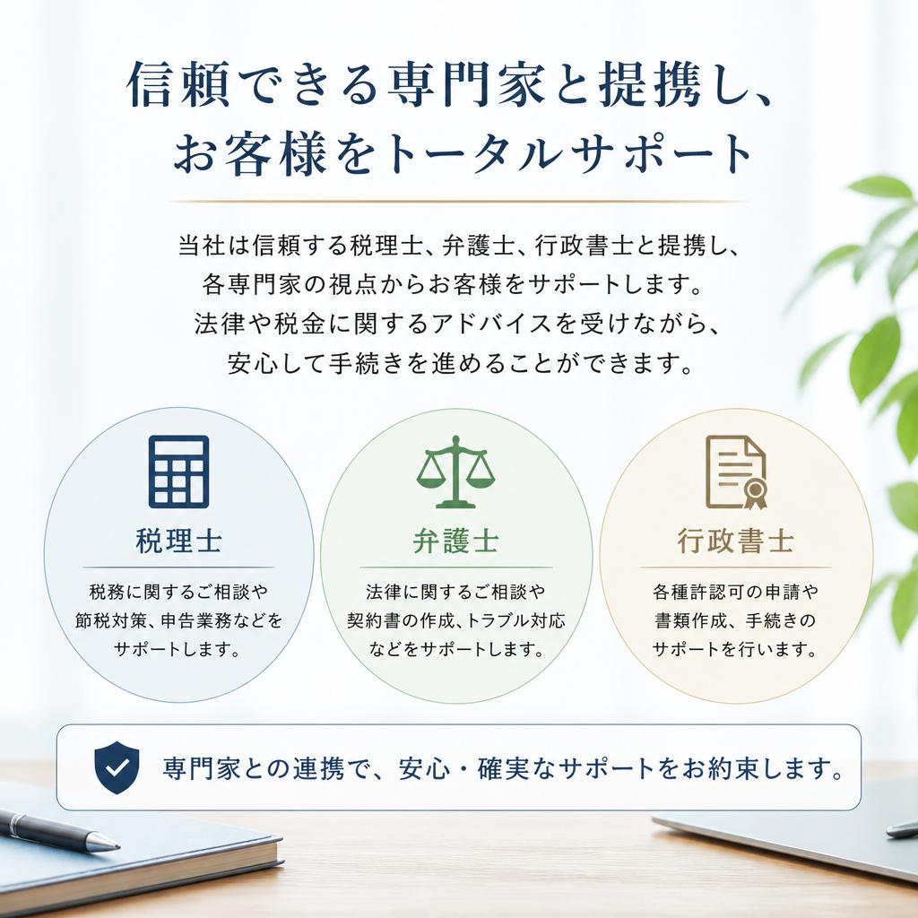 税理士・弁護士・行政書士との連携