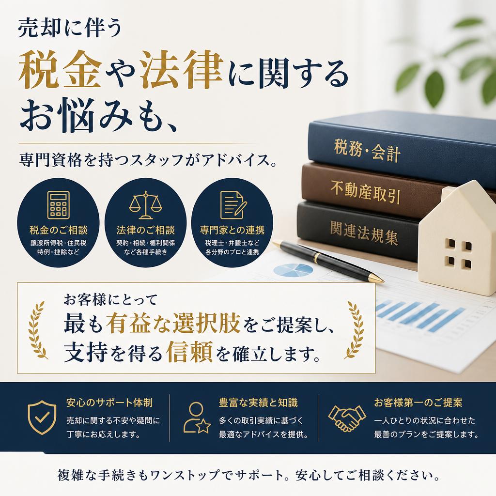 専門知識で税金や法律もサポート！