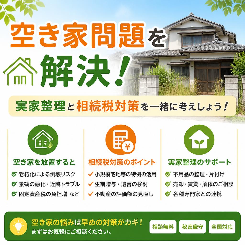 空き家問題を解決！実家整理と相続税対策を一緒に考えましょう！